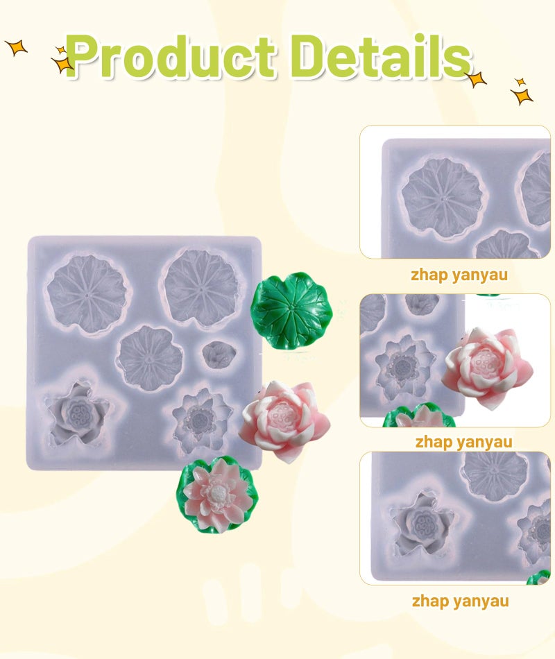 BharatBazaar Candle Mould Silicone, 5-Cavity Lotus Flower Mold for Candle Making, Chocolate Mould Silicone, Reusable Flower Candle Mould for Resin Art, DIY Home Decor - Image 3