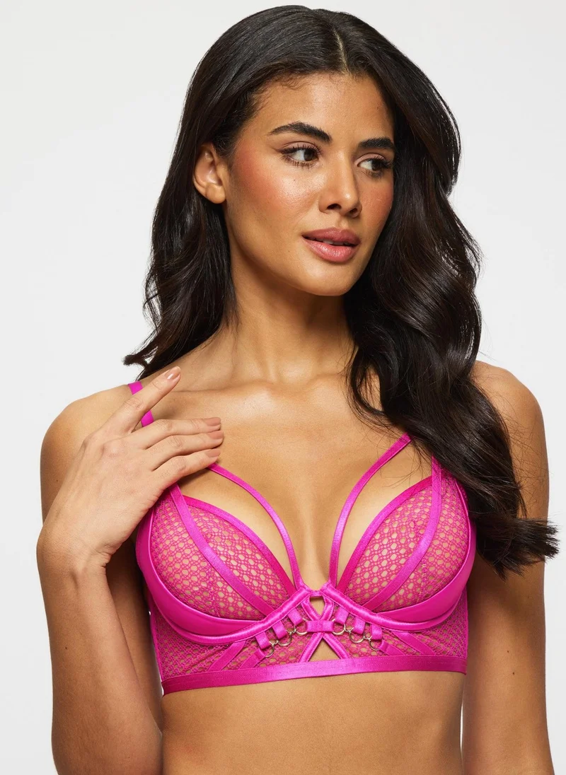 Ann Summers Ann Summers Evoke Satin & Mesh Pad Plunge Bright Pink