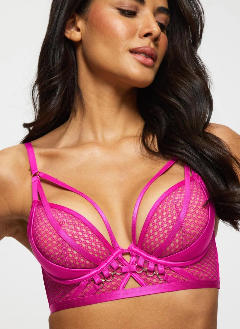 Ann Summers Ann Summers Evoke Satin & Mesh Pad Plunge Bright Pink
