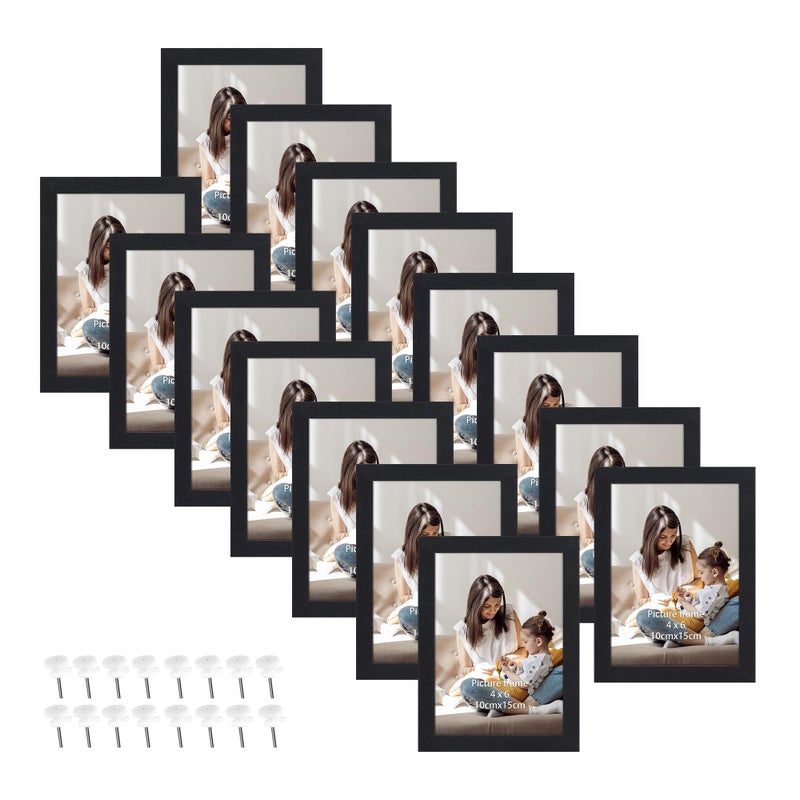Edenseelake 4x6 Picture Frame Set of 15 Black Wood Photo Frame 4 by 6 for Wall or Tabletop Display