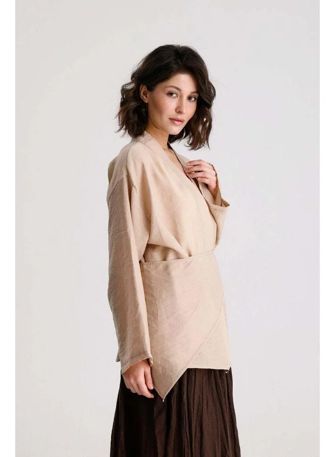 mina aise Stone Tencel Fabric Premium Crisscross Closure Women's Kimono 31073.