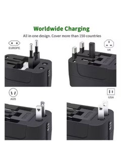 SHOPI Universal Fast Travel Adapter, Worldwide All In One Universal Power Wall Charger Ac Power Plug Adapter With Dual USB Charging Ports For USA EU UK Cell Phone Laptop  - Image 3