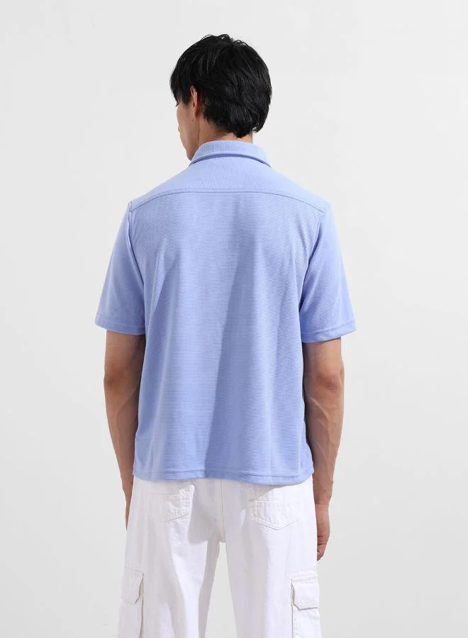 The Indian Garage Co Men Relaxed Fit Solid Cuban Collar Half Sleeves Shirt