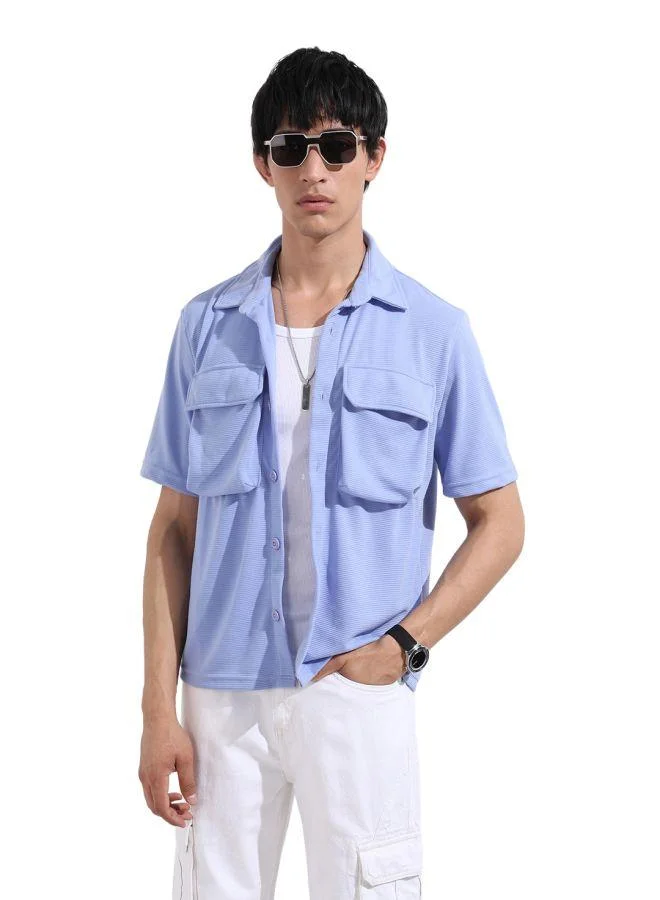 The Indian Garage Co Men Relaxed Fit Solid Cuban Collar Half Sleeves Shirt