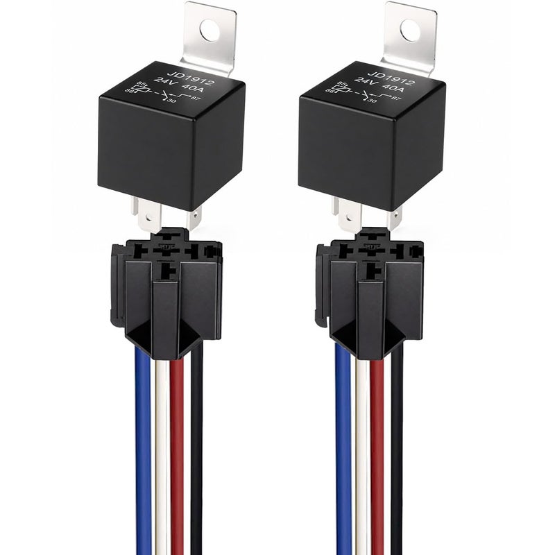 Gebildet 2pcs 12V 40A 4 Pin SPST Car Relay Harness JD1912 12AWG Harness Sockets with Builtin Diode for Automotive Truck Van Boat Motorcycle - Image 3
