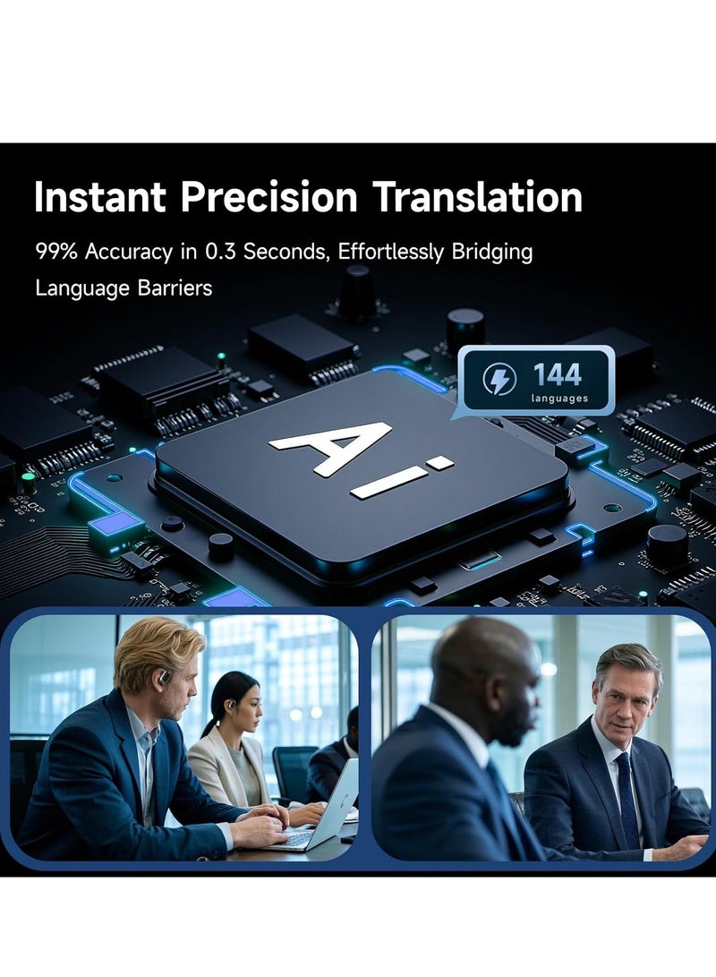 caijin AI Language Translator Earbuds, Bluetooth 5.4 Headphone Translator, Support 144 Languages ​​and Accents, Comfortable and Stable to Wear, Compatible with iOS and Android, Great for Travel Business Study, skin - Image 3