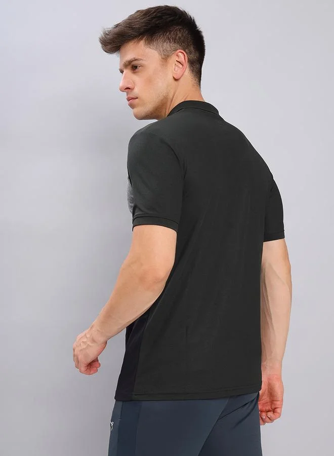 Technosport 2-Way Stretch Contrast Panel Slim Fit Active Polo by Styli