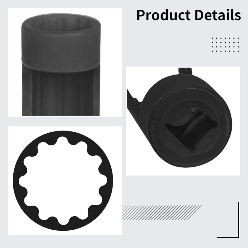 Suspension Strut Socket 22Mm, 12-Point 1/2-Inch Drive, Automotive Steel Tool for Shock Absorber Removal, - Image 2