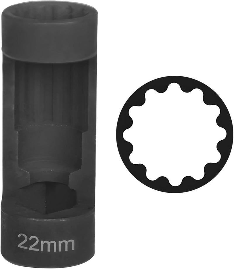 Suspension Strut Socket 22Mm, 12-Point 1/2-Inch Drive, Automotive Steel Tool for Shock Absorber Removal, - Image 1