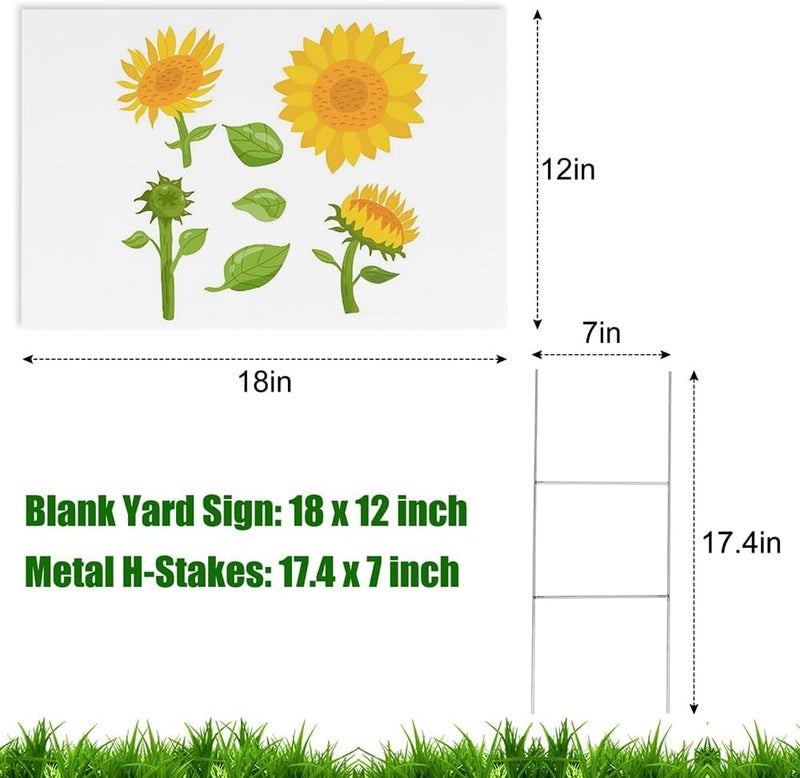 Newflager 10 Pack 18 x 12 Inches White Corrugated Plastic Yard Sign with Metal Stakes for Birthday, Real Estate Garage Sale Signs, Rent, Guidepost Decorations - Image 2