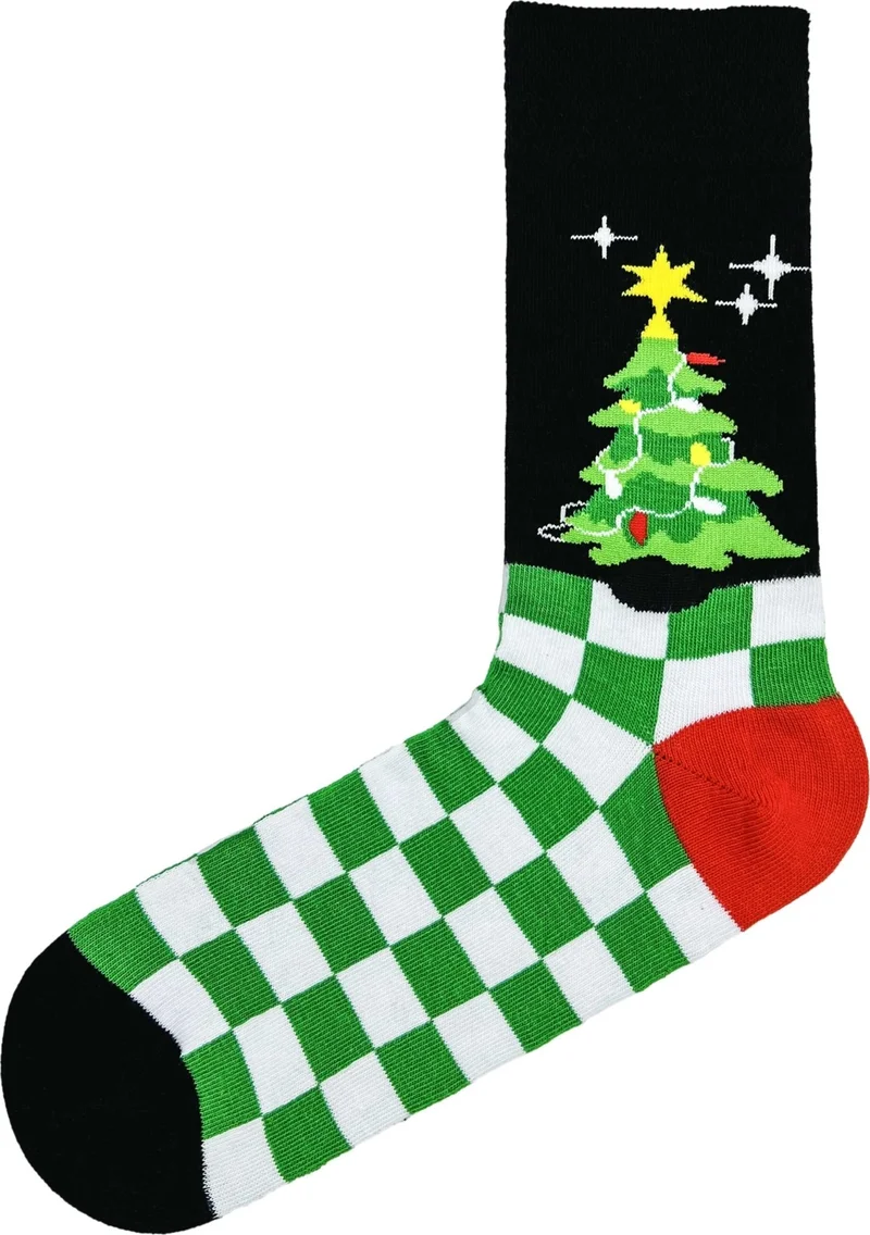 Carnaval Socks Checkered Christmas Pine Tree Patterned New Year Socks