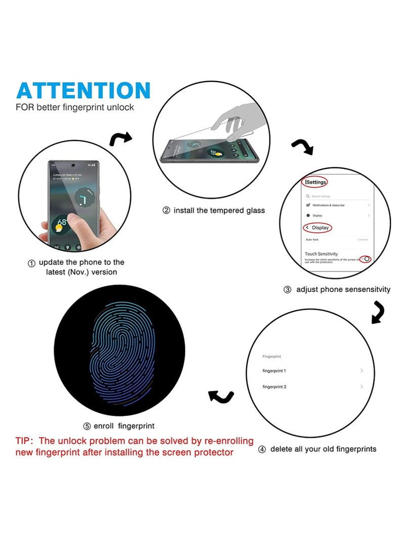Aookay [3+3] Compatible for Google Pixel 9 Pro Tempered Glass Screen Protector (3pcs), HD Clear Full Screen Bubble Free Anti Scratch Screen Protector with Lens Protector (3pcs) (Google Pixel 9 Pro)  - Image 5