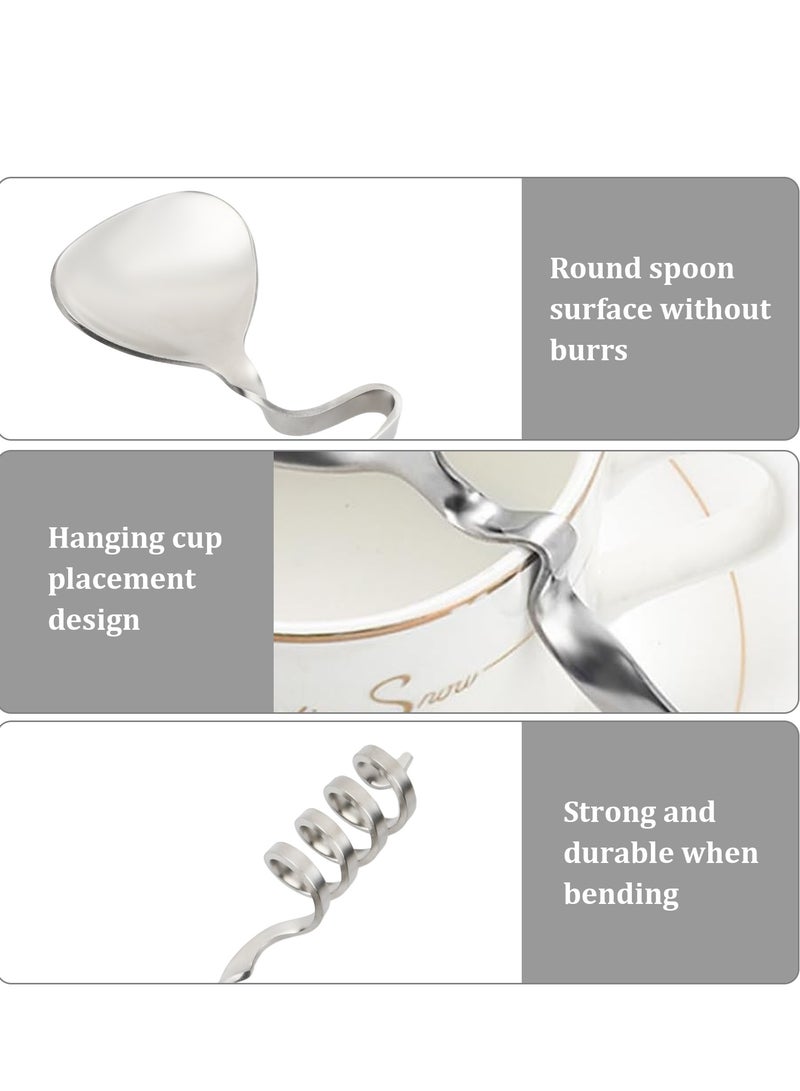 4 قطع ملاعق مربى، ملاعق عسل، ملعقة مربى معلقة، ملعقة عسل مع لولب، ملاعق قهوة، ملاعق لاتيه من الفولاذ المقاوم للصدأ للمربى، الزبادي، العسل - Image 3