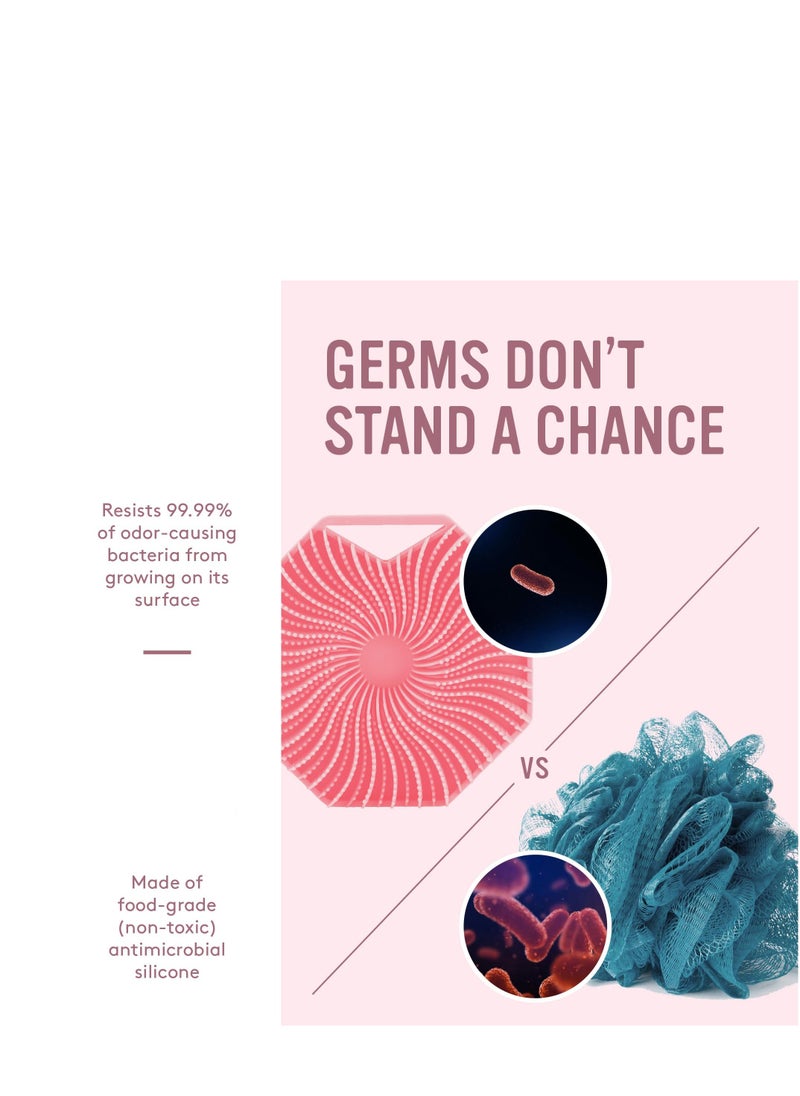 Excefore Antimicrobial Silicone Body Scrubber for Sensitive Skin, Eco-Friendly, Lathers Well, and Charcoal-Infused for a Deep Clean,Get Softer, Healthier Skin (Pink) - Image 5