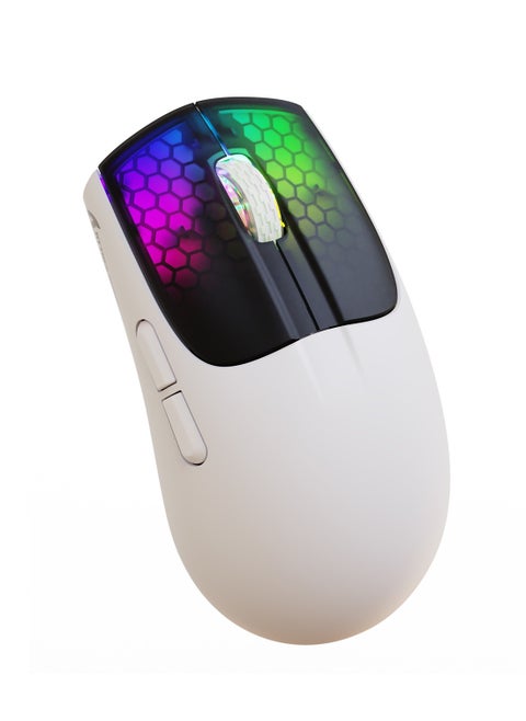 Lightweight  Wireless Gaming Mouse with Tri-Modes BT 5.1/2.4Ghz/USB-C,Rechargeable Battery,RGB LED Honeycomb light Mice for PC/Tablet/Desktop/Office/Games