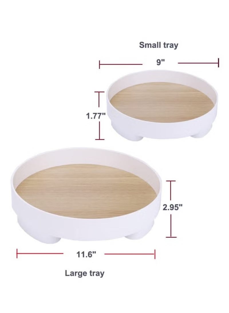 JOGAMS Pack of 2 Round Bathroom Trays for Counter Countertop Storage Vanity Tray Dispenser Plate Serving Tray Decorative Trays Organizer - Image 4