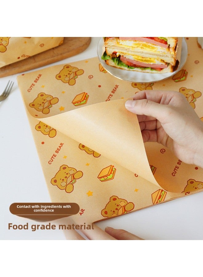 Sandwich Food Grade Special Paper Wrapping Paper Sandwich Material Full Set Of Practice Meat-separating Paper Food Grade Barbecue Paper-Specifications:Coffee English-Color:50 Sheets  - Image 2