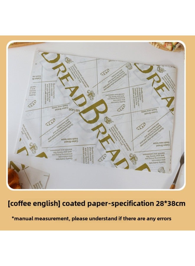 Sandwich Food Grade Special Paper Wrapping Paper Sandwich Material Full Set Of Practice Meat-separating Paper Food Grade Barbecue Paper-Specifications:Coffee English-Color:50 Sheets  - Image 1