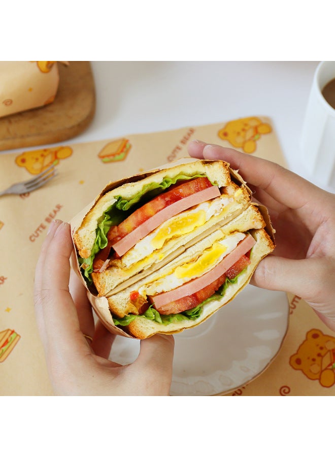 Sandwich Food Grade Special Paper Wrapping Paper Sandwich Material Full Set Of Practice Meat-separating Paper Food Grade Barbecue Paper-Specifications:Coffee English-Color:50 Sheets  - Image 4