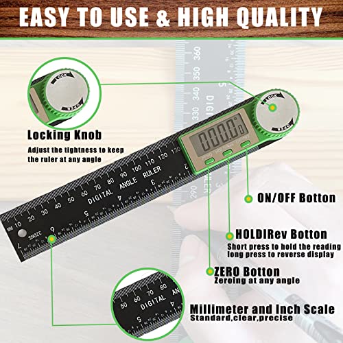 PDDYIER Digital Angle Finder Protractor, 2-in-1 Miter Saw, 7 Inch/200mm ABS Ruler, High Accuracy Measuring Tool for Woodworking, Metalworking, Carpenter, Construction - Image 2