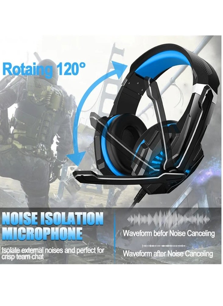 Python Fly - G9000 Mini Wired Over Ear Gaming Headphones 7.1 Surround Sound Noise Isolating 120-degree Adjustable Mic 40mm Driver - for PC, PS5, Xbox, Mobiles, Tablets, Laptops - Image 1