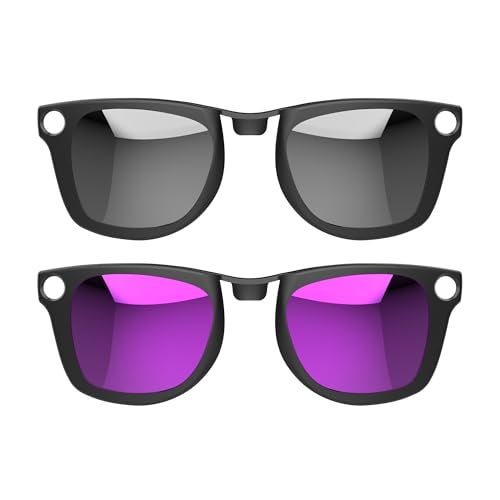 HIBLOKS 2Pcs Polarized Clip for RayBan Meta Wayfarer Gen 2 RW4006RW4012 Standard 5022 Shiny Black Frame Discoloration Clip for Meta Wayfarer Gen 2 SilverPurple - Image 1