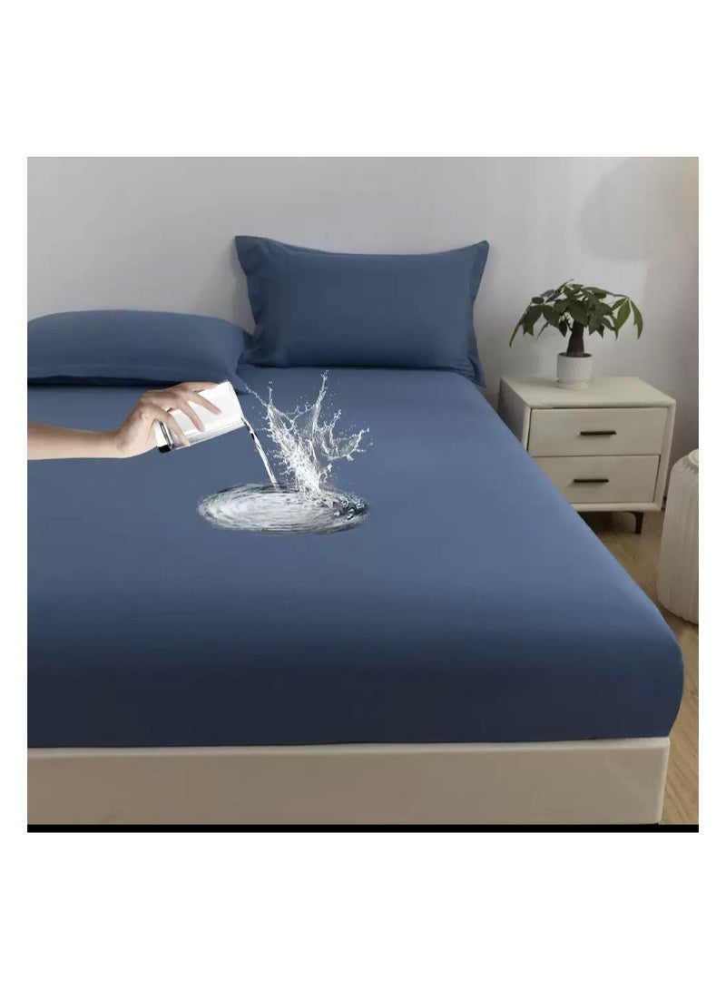 Brushed Fabric Waterproof Bed Sheet – Solid Color for a Sleek Look 