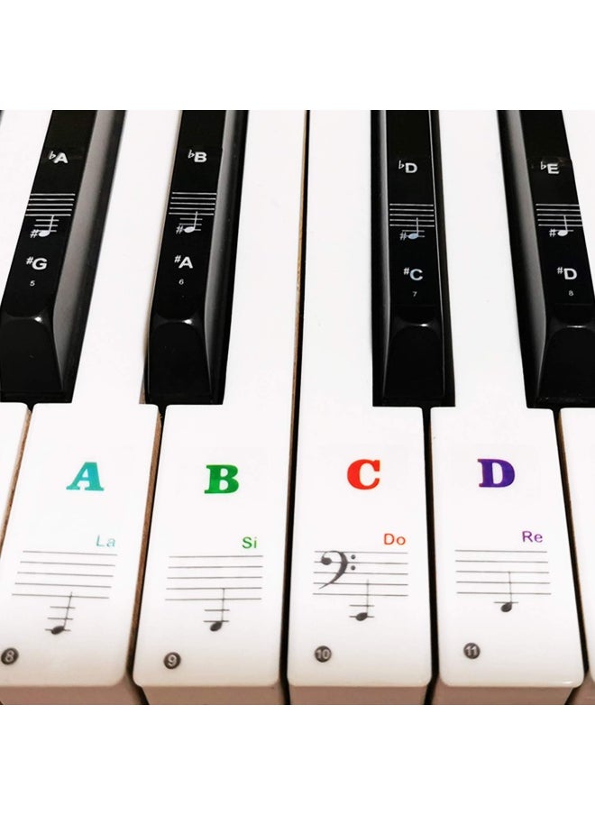 Piano Keyboard Stickers for 88 61 54 49 37 Key Bold Large Letter Piano Stickers for Learning Removable Piano Keyboard Letters Notes Label for Beginners and Kids Multicolor