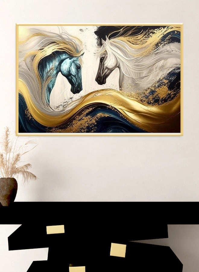 4gdran Canvas Wall Art For Wall Decoration Horses Design With A Hollow Frame Size 120x80cm One Piece  - Image 1