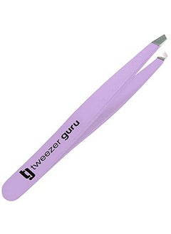 Tweezer Guru Slant Eyebrow Tweezers For Women & Men Precision Tweezers For Eyebrows Facial Hair & Ingrown Hair Removal Professional Stainless Steel (Purple)  - Image 1