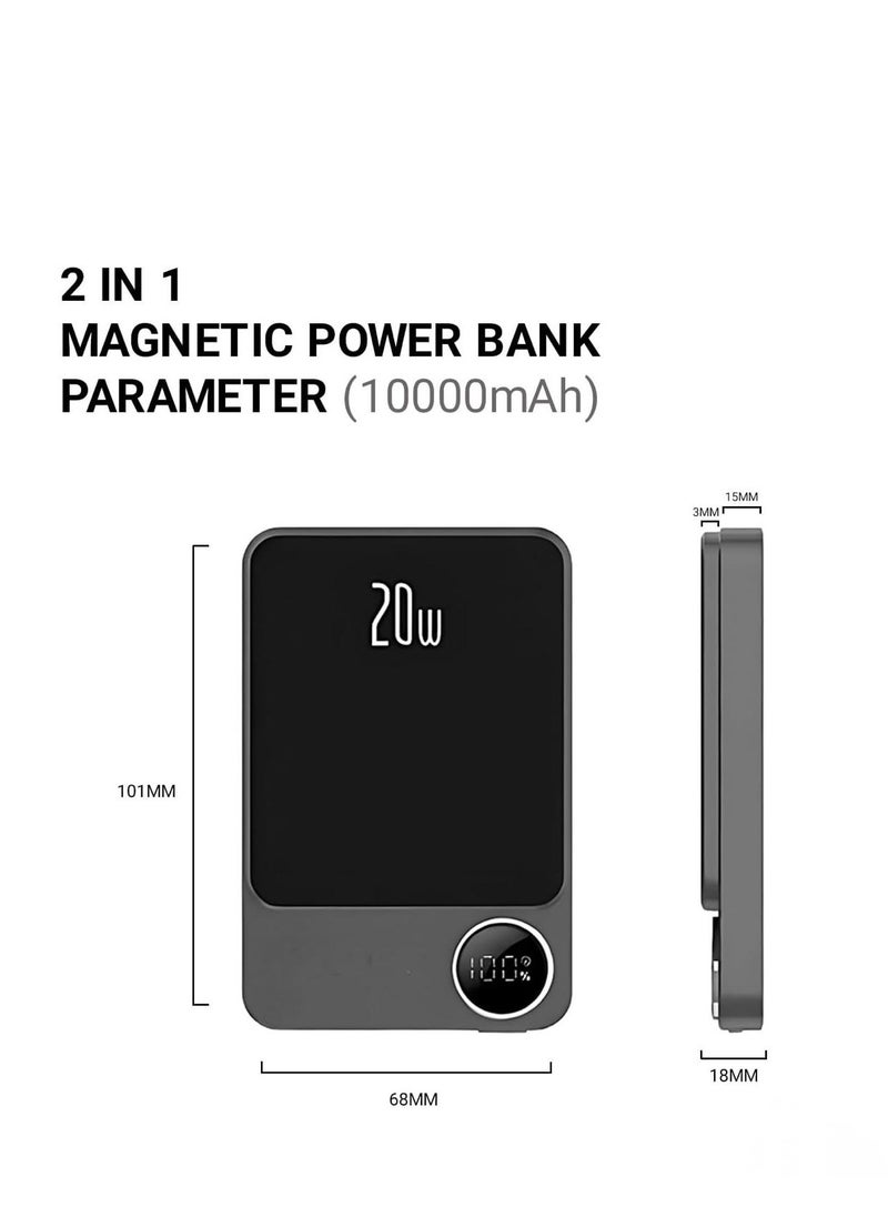 GULFLINK Magsafe Fast Charging Power Bank 10000 mAh Compatible for iPhone 12/13/14/15  Black  - Image 3