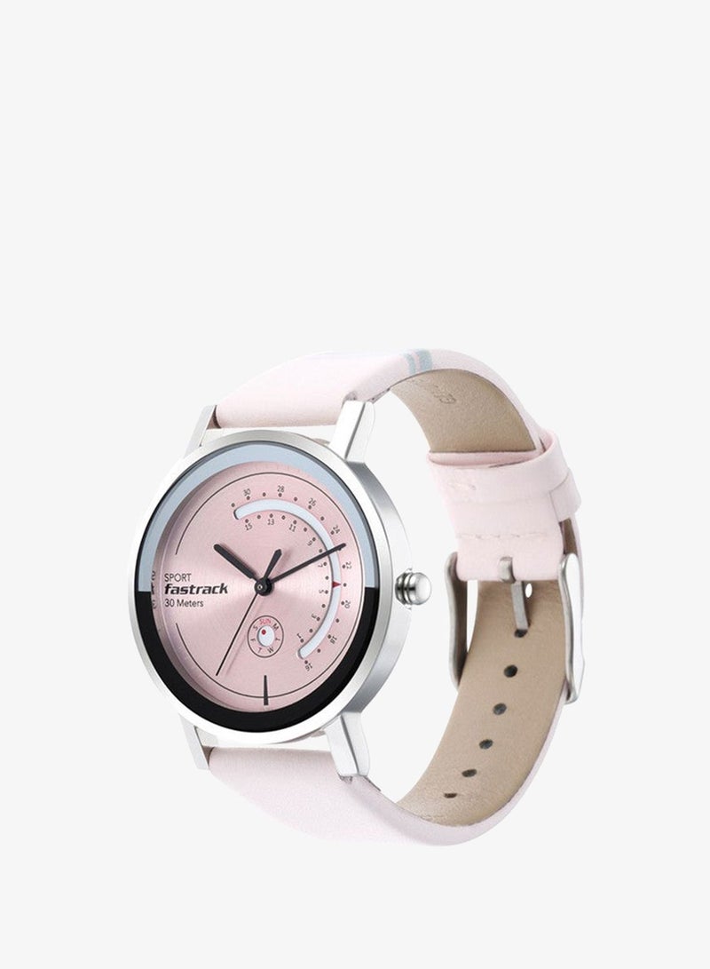 Fastrack Wear Your Look Quartz Analog with Day and Date Pink Dial Leather Strap Watch for Girls - Image 3