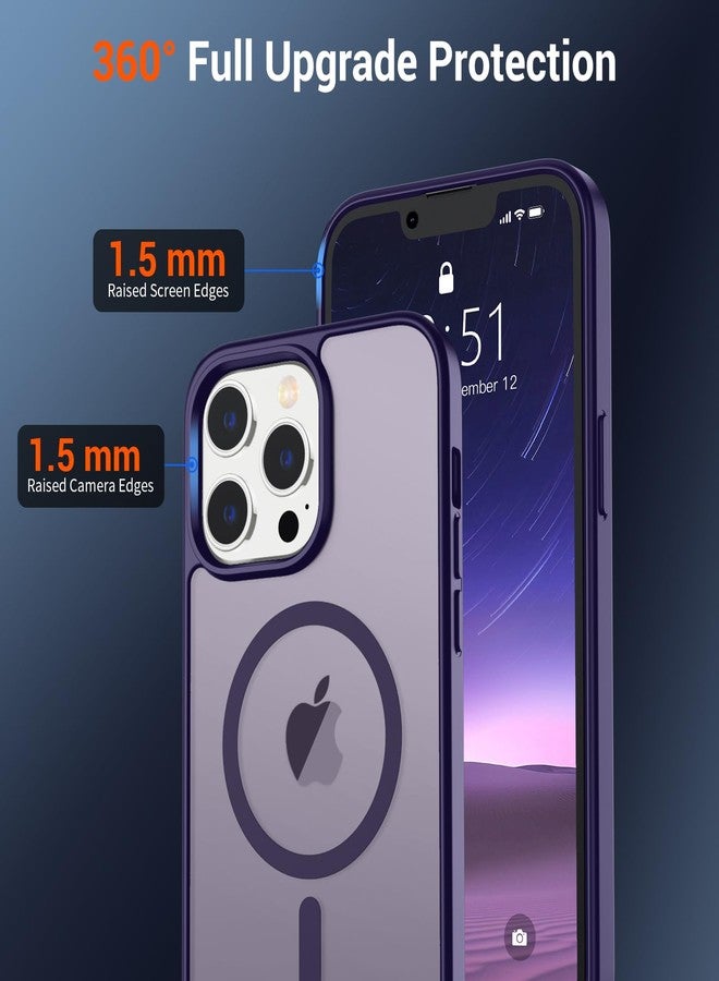 استلق جراب SUPFINE المغناطيسي لهاتف iPhone 12 Pro Max (متوافق مع MagSafe) (حماية فائقة ضد السقوط بمعايير عسكرية) جراب نحيف شفاف غير لامع مقاوم للصدمات ومضاد لبصمات الأصابع، لون بنفسجي داكن - Image 4