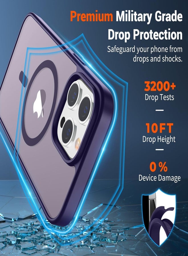 استلق جراب SUPFINE المغناطيسي لهاتف iPhone 12 Pro Max (متوافق مع MagSafe) (حماية فائقة ضد السقوط بمعايير عسكرية) جراب نحيف شفاف غير لامع مقاوم للصدمات ومضاد لبصمات الأصابع، لون بنفسجي داكن - Image 3
