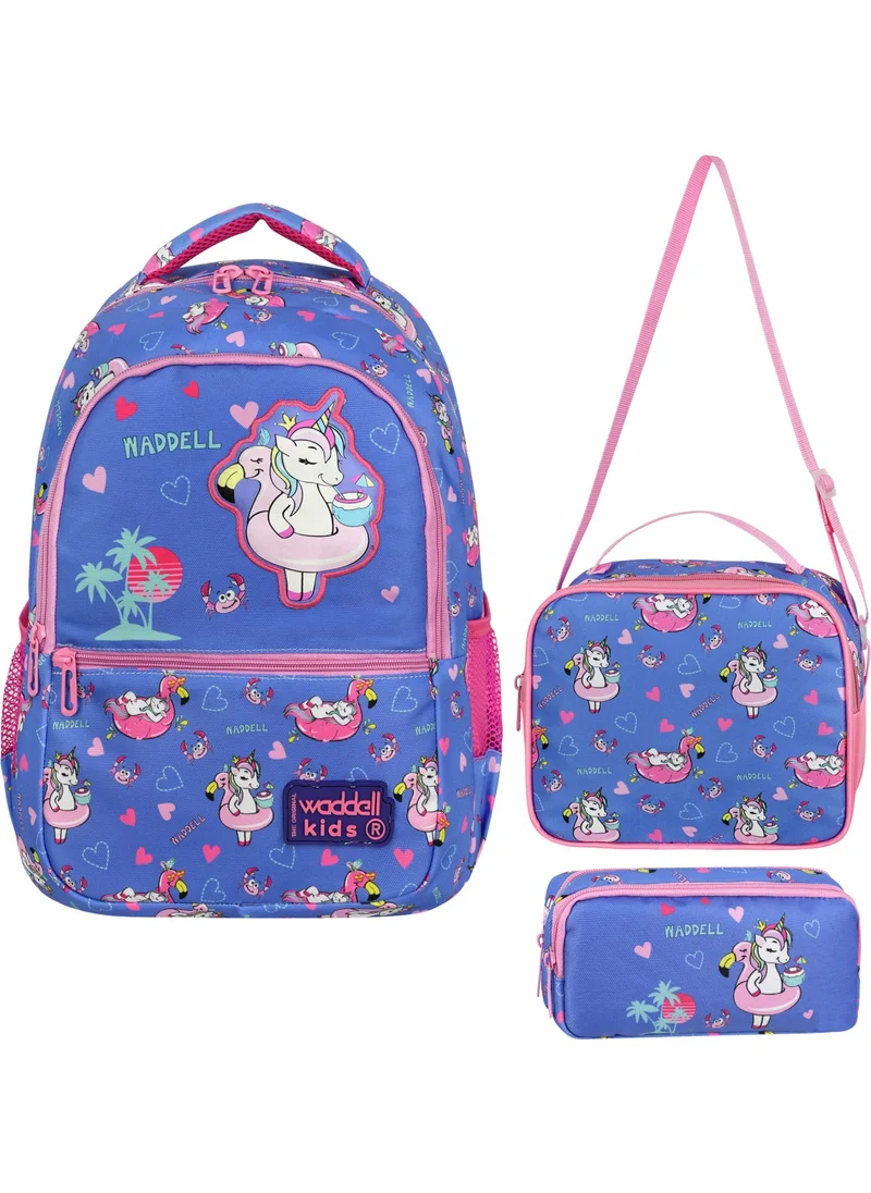 Waddell Licensed Turquoise Unicorn Patterned School Backpack Lunch Box and Pencil Case