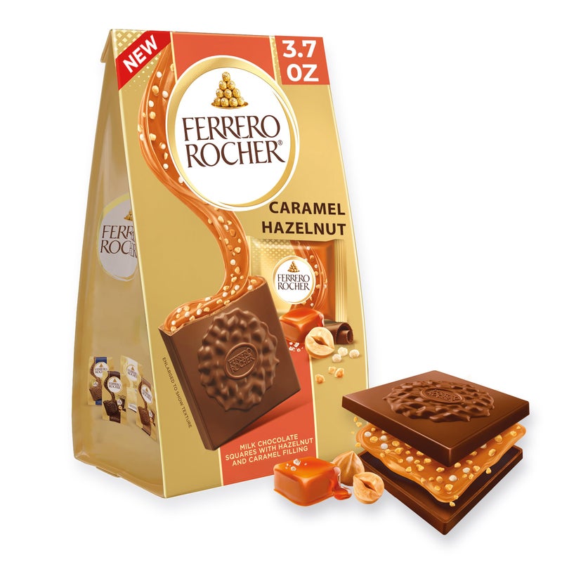 Ferrero Rocher Premium Caramel Hazelnut chocolate squares, Individually Wrapped Chocolates, Great for Sharing or Gifting, 3.7 oz - Image 1