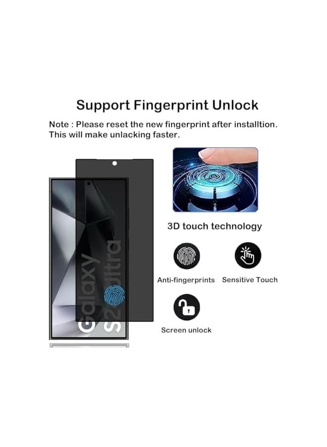 PROMASS Privacy Screen Protector for Galaxy S24 Ultra 5G 6.8 Inch, Anti-Spy Tempered Glass, Easy Installation, Fingerprint Unlock Compatible - Image 2