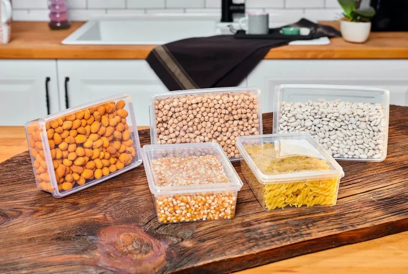 Hane216 10 Pieces Storage Box 1000ML Self-Lidated Locked, Freezer, Food Suitable (19*13*6) Cm