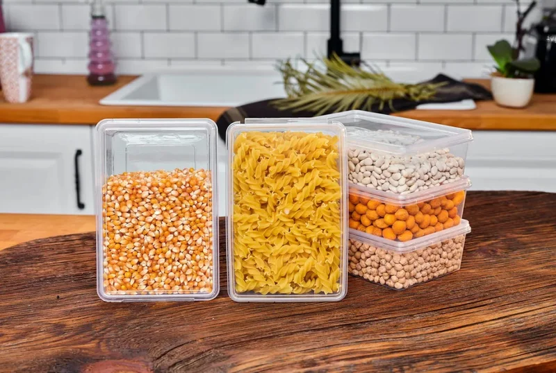 Hane216 10 Pieces Storage Box 1000ML Self-Lidated Locked, Freezer, Food Suitable (19*13*6) Cm