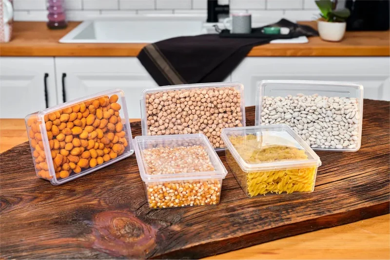 Hane216 10 Pieces Storage Box 1000ML Self-Lidated Locked, Freezer, Food Suitable (19*13*6) Cm