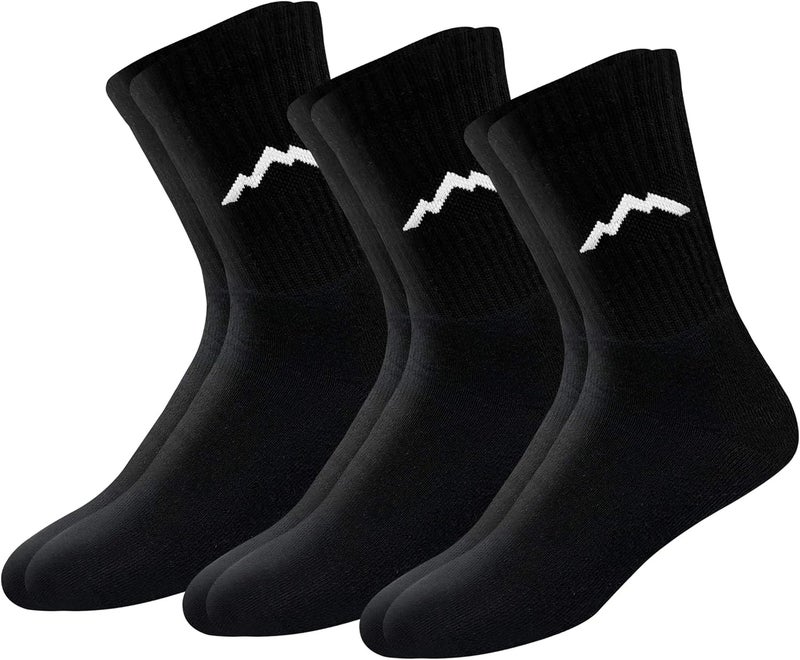 Ranger Sport Men's Heavy Duty Cotton Crew Athletic Socks, Pack of 3, Black, M - Image 1