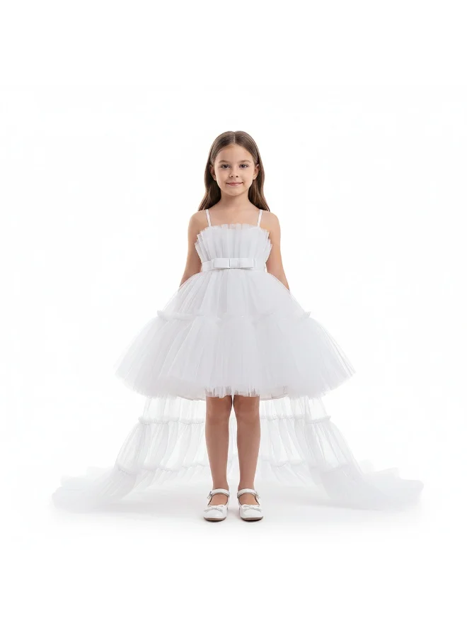Bidani White Cascade Party Dress