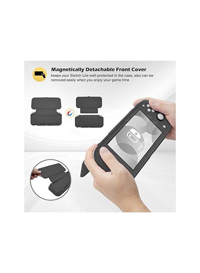 PROMASS Flip Cover for Nintendo Switch Lite 2019 with 2 Pack Tempered Glass Screen Protectors, Slim Protective Flip Case with Magnetically Detachable Front Cover for Nintendo Switch Lite 2019 -Grey - Image 3