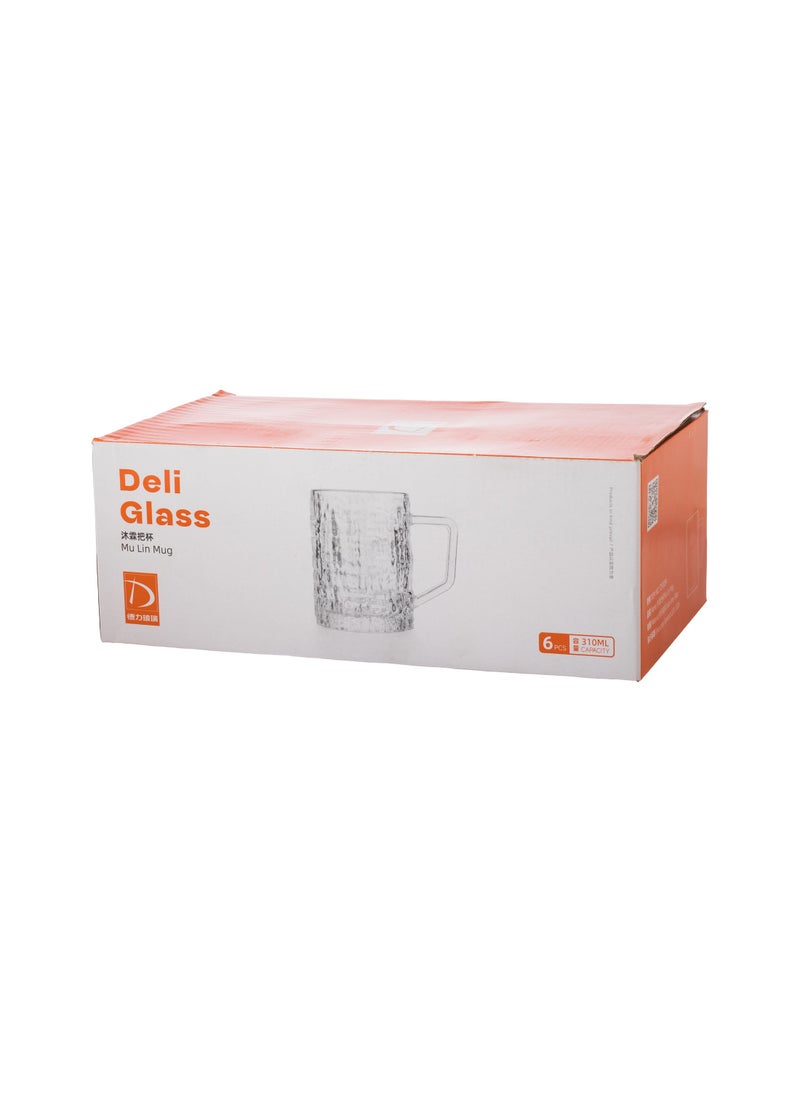 Set of 6 glass cups With side engravings that add more From the aesthetic to the shape of the cup.     Capacity 400ml Height 8.5 cm.