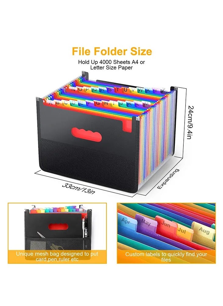 Generic - 24 Pockets Expanding File Folder，Portable A4 Letter Size File Box，High Capacity Plastic Colored Paper Document Receipt Organizer Filing Folder Organizer，Suitable for Home Office and School Supplies - Image 1