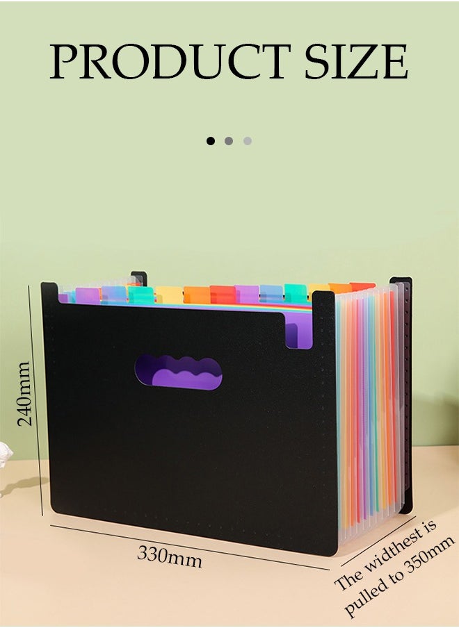 Generic - 24 Pockets Expanding File Folder，Portable A4 Letter Size File Box，High Capacity Plastic Colored Paper Document Receipt Organizer Filing Folder Organizer，Suitable for Home Office and School Supplies - Image 1