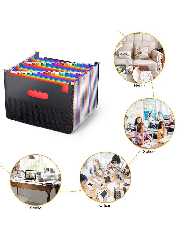 Generic - 24 Pockets Expanding File Folder，Portable A4 Letter Size File Box，High Capacity Plastic Colored Paper Document Receipt Organizer Filing Folder Organizer，Suitable for Home Office and School Supplies - Image 1