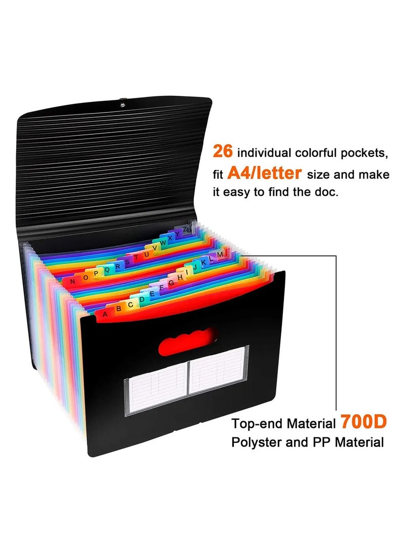 Generic - 24 Pockets Expanding File Folder，Portable A4 Letter Size File Box，High Capacity Plastic Colored Paper Document Receipt Organizer Filing Folder Organizer，Suitable for Home Office and School Supplies - Image 1