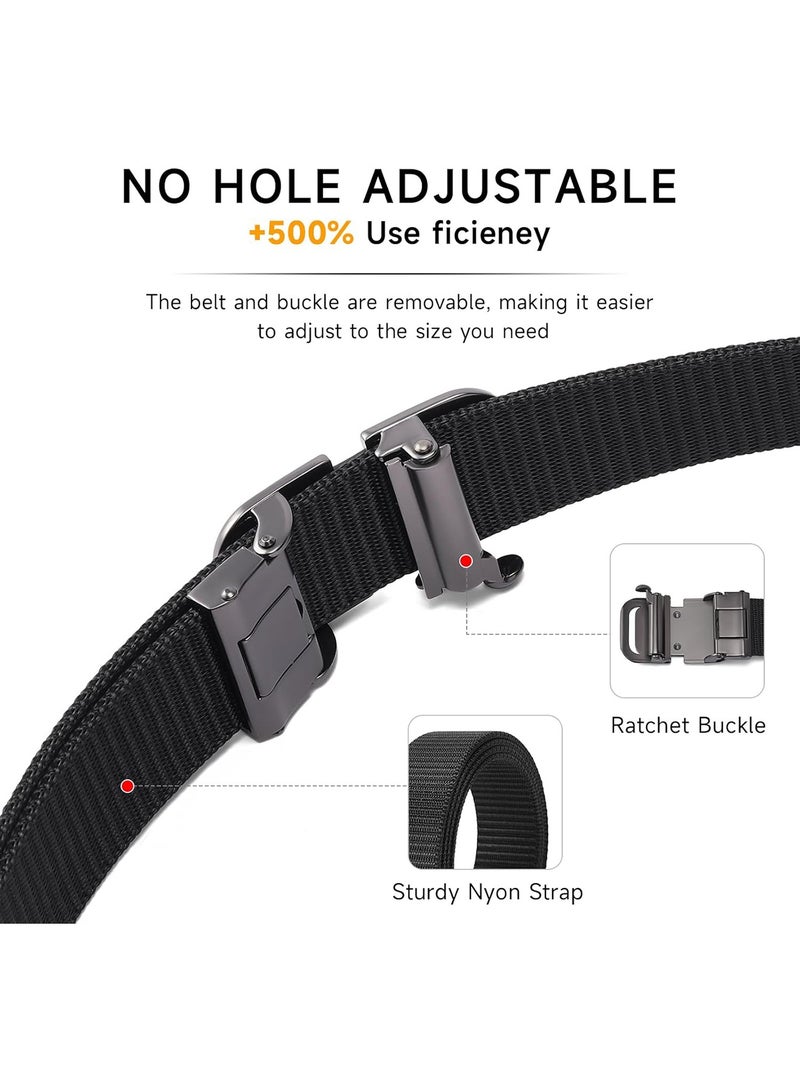 Automatic Nylon Belt for Men & Women - Fashionable, Adjustable, Durable, and Comfortable Waist Belt for Casual & Formal Wear, Everyday Use, and Outdoor Activities Black - Image 3