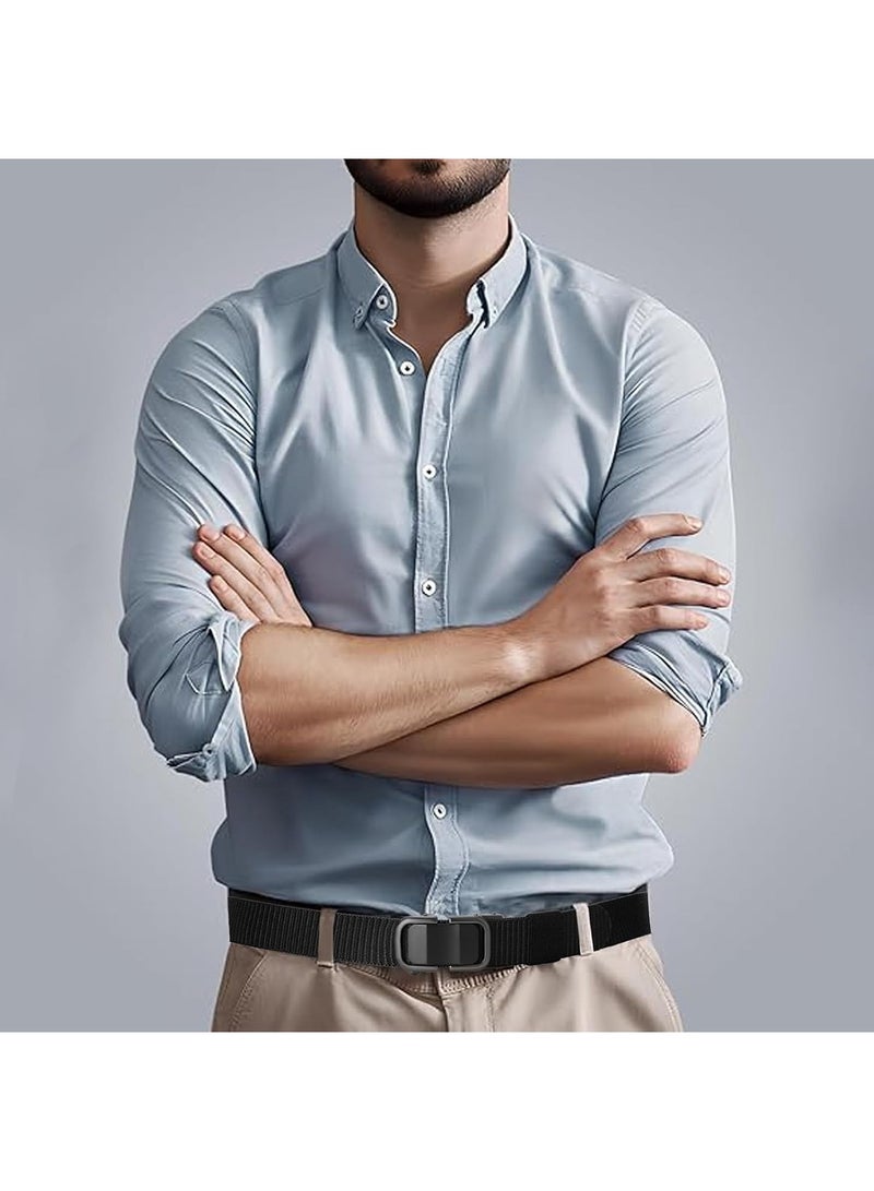 Automatic Nylon Belt for Men & Women - Fashionable, Adjustable, Durable, and Comfortable Waist Belt for Casual & Formal Wear, Everyday Use, and Outdoor Activities Black - Image 2